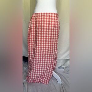 H&M pink and white gingham maxi skirt with leg slit